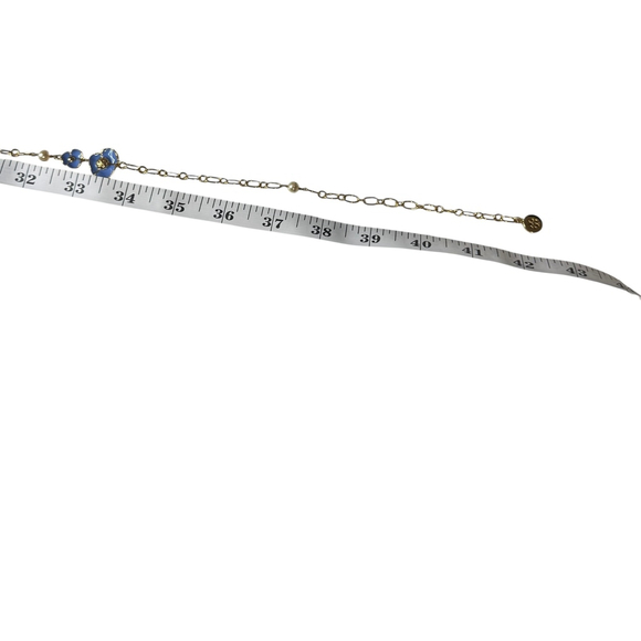 Tory Burch Blue Fleur Rosary Necklace - Picture 6 of 7